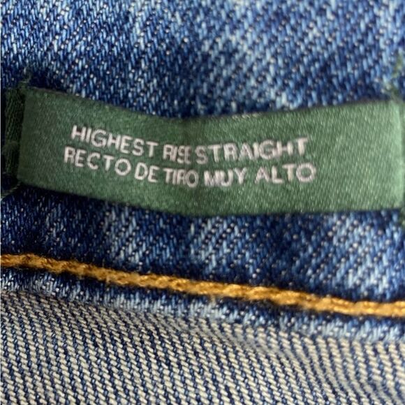 Wild Fable Denim Blue Distressed Five Pocket Highest Rise Straight Size 10 - Picture 4 of 9